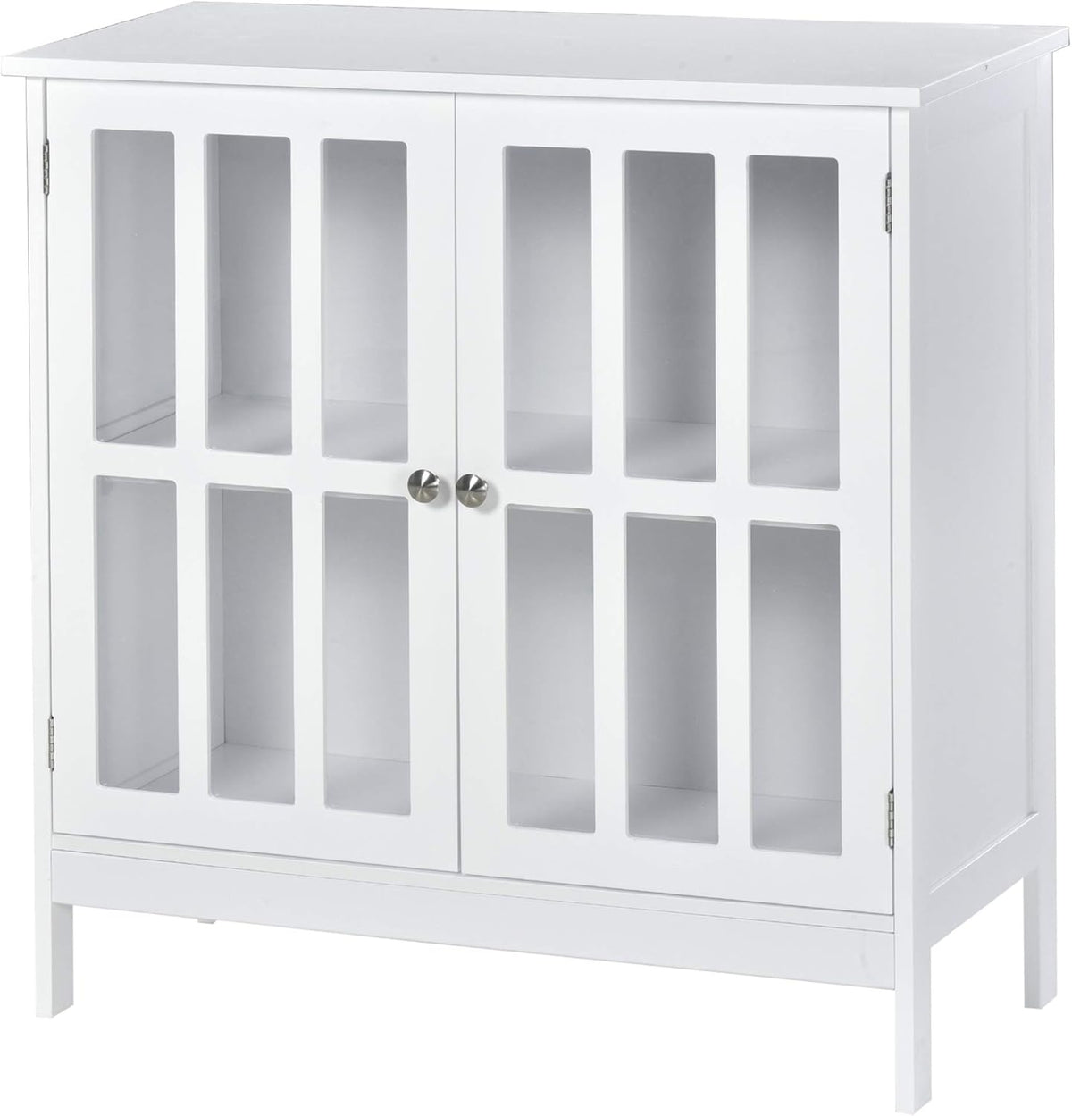White Storage Sideboard Buffet Cabinet with 2 Transparent Doors Q259